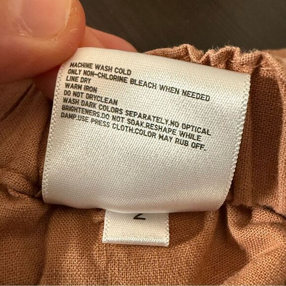 Uniqlo Shorts Girls 9-10 Years Brown Pull On Elastic Waist Linen Blend Summer - Picture 9 of 12